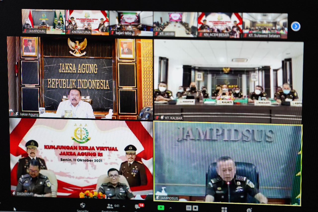 Jaksa Agung RI Melaksanakan Kunjungan Kerja Virtual Keenam Pada Tahun 2021