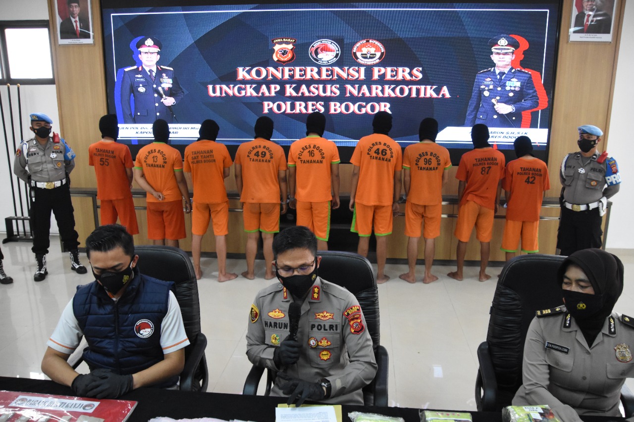 Polres Bogor Ungkap 7 Kasus Penyalahgunaan Narkotika, 9 Orang Tersangka Di Tangkap